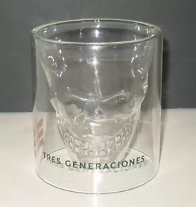 Tres Generaciones Tequila doppellagig transparent Totenkopf Kopf Cocktailglas - Bild 1 von 4