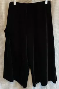 VINTAGE 90'S PANTOLOGY BLACK VELVET WIDE LEG PALAZZO PANTS COCKTAIL GOTH SZ M SK - Picture 1 of 3