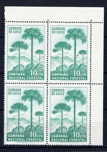 CHILE 1967 Trees Araucaria 10c block 4 MNH corner sheet   - Picture 1 of 1