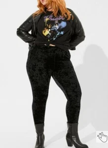 Legging de bolsillo de terciopelo triturado de longitud completa para mujer Torrid negro talla 00 - Imagen 1 de 2