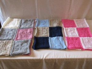 ASSORTED THEME HAND KNITTED PRAM/CRIB BABY BLANKETS ( CHOOSE ). - Picture 1 of 11