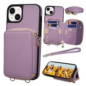Keallce Compatible with iPhone 15 Plus 6.7 inch Case Wallet, Crossbody Purple - Afbeelding 1 van 7