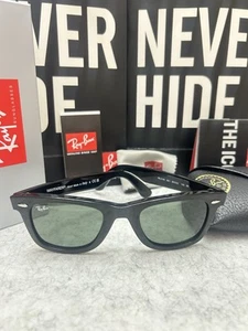 Ray-Ban Wayfarer RB2140 901 50-22 Occhiali da Sole Black Green - Foto 1 di 11