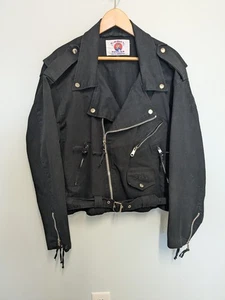 VTG 90S Y2k CAMEL STYLES CAMEL CIGARETTE Denim BIKER COAT - Picture 1 of 6