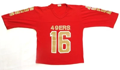 San Francisco 49ers Vintage Kids Jersey T Shirt 1980's Joe Montana L 14-16 - Image 1 of 4