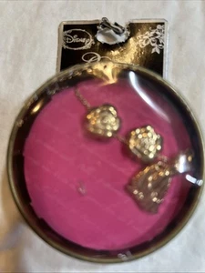 Disney Princess Beauty & The Beast Earrings & Necklace Set In Decorative Tin New - Picture 1 of 3