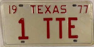 Vanity 1 TTE license plate Tracy Tom Tim Terry Todd Tyler Trent Tony Trevor Theo - Picture 1 of 7