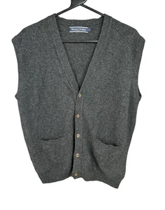 WoolOvers Men's Grey Knit Sleeveless Sweater Vest  Sz Large 100% Pure New Wool - Picture 1 of 4