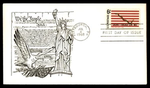 Mayfairstamps US FDC 1968 Navy Jack Flag Statue Liberty Eagle First Day Cover aa - Picture 1 of 2