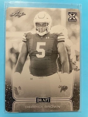 Derrick Brown – 2020 Leaf Draft Football #28 Black printing plate (Panthers) 1/1 - Image 1 of 2