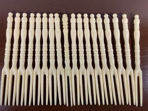 VTG Lot Of 18 Bakelite 4 1/2” Appetizer Forks Picks Ivory Pickle Cheese Fork - Picture 1 of 24