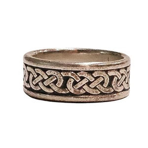 Men's Sterling Silver Celtic Knot Wedding Band Ring - Picture 1 of 3