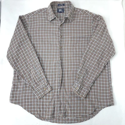 VTG Burberry Plaid Button Front Flannel Shirt Mens XL Orange Gray Check USA MADE - Image 1 of 4