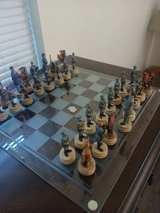 Civil War Solider Themed Chess Set with Glass Board, Multicolor - Picture 1 of 7