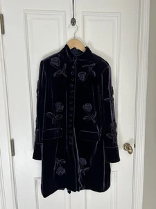 Stunning Dark Purple Embroidered Velvet Evening Jacket Ladies - Picture 1 of 7
