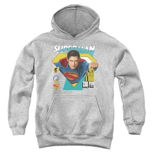 Superman 2025 Comic Flight Youth Kids Hoodie, Athletic Heather, 3-13 Years - Picture 1 of 6