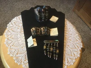 Amber Forever Jewelry Set. Bracelet, Pin, Clip Earrings. NI, Ag, G, Copper. - Picture 1 of 10