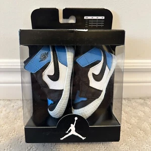 Nike Jordan 1 Crib Bootie Toddler Baby White University Blue Black sz. 3c DS New - Picture 1 of 3