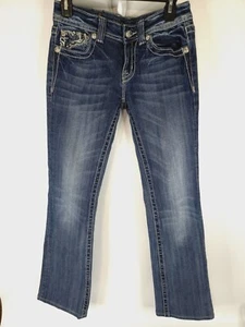 Miss Me Jeans JP5365B/Boot Embroidered Denim Medium Wash Blue 28 & 30" pair also - Picture 1 of 11