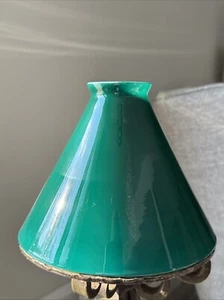 Antique Green Cased Glass Cone Shaped Lamp Lighting Shade 2 1/4” Fitter NICE!!! - Picture 1 of 23