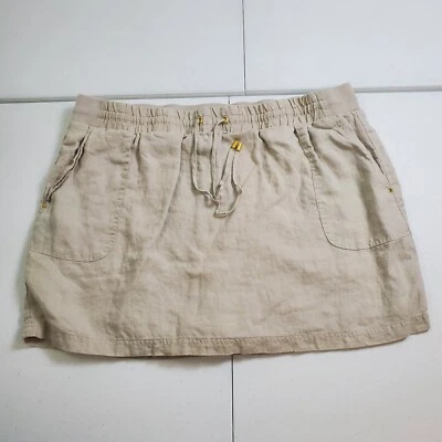 Pantalón Corto Company Ellen Tracy Lino Caqui Beige Bolsillos Cordón Para Mujer Talla XXL Foto 1 de 4