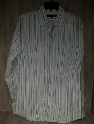 Express Design Studio Azul/Blanco Abotonado Ajuste Moderno Talla M 15-15 1/2 #21 Foto 1 de 4