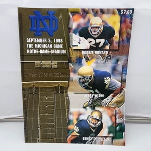 NOTRE DAME MICHIGAN - PROGRAMA DE FÚTBOL AMERICANO UNIVERSITARIO - 1998 TOM BRADY PRIMER COMIENZO COMO NUEVO - Imagen 1 de 1