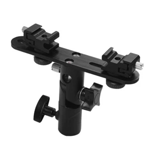 T-Shaped Dual Flash Bracket Speedlite Stand &2 Cold Shoe Mounts For Camera K3D6 - Picture 1 of 5