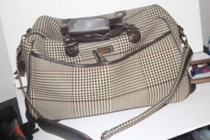Chaps Fabric and vinyl Houndstooth rolling duffle bag 20"X12" carry on luggage - Picture 1 of 7