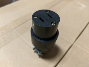 (10 pc) Heavy Duty Black 15A 125V 2-Pole 2-Wire Rubber Cord Connector NEMA 1-15R - Picture 1 of 4