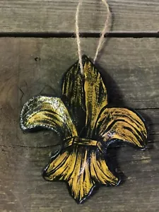 Ornamento pasta di sale Fleur de Lis fatto a mano - rustico dipinto a mano - Foto 1 di 4