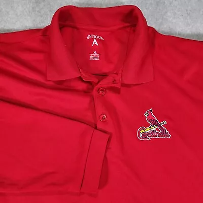 St. Louis Cardinals Long Sleeve Polo Shirt Antigua Mens XL Red Embroidered Logo - Image 1 of 4