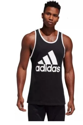 Camiseta sin mangas Adidas para hombre insignia deportiva clásica con logotipo gráfico negra pequeña Foto 1 de 4