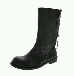 ¡NUEVO! NINE WEST Mittford Negro Cuero Envejecido Media pantorrilla Zapatos 5 Medianos - Imagen 1 de 8