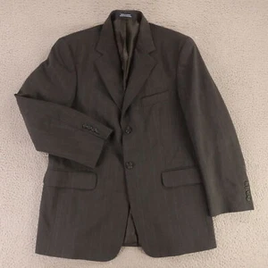 Vintage Hopsack Jacke S grau blau Kreidestreifen Polyester Wolle Blazer Sport Mantel 38R - Bild 1 von 16