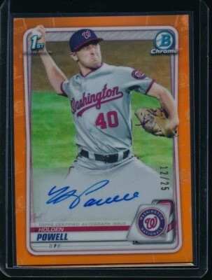 HOLDEN POWELL AUTO 2020 Bowman Draft Chrome Autograph ORANGE REFRACTOR #/25 RC - Image 1 of 2