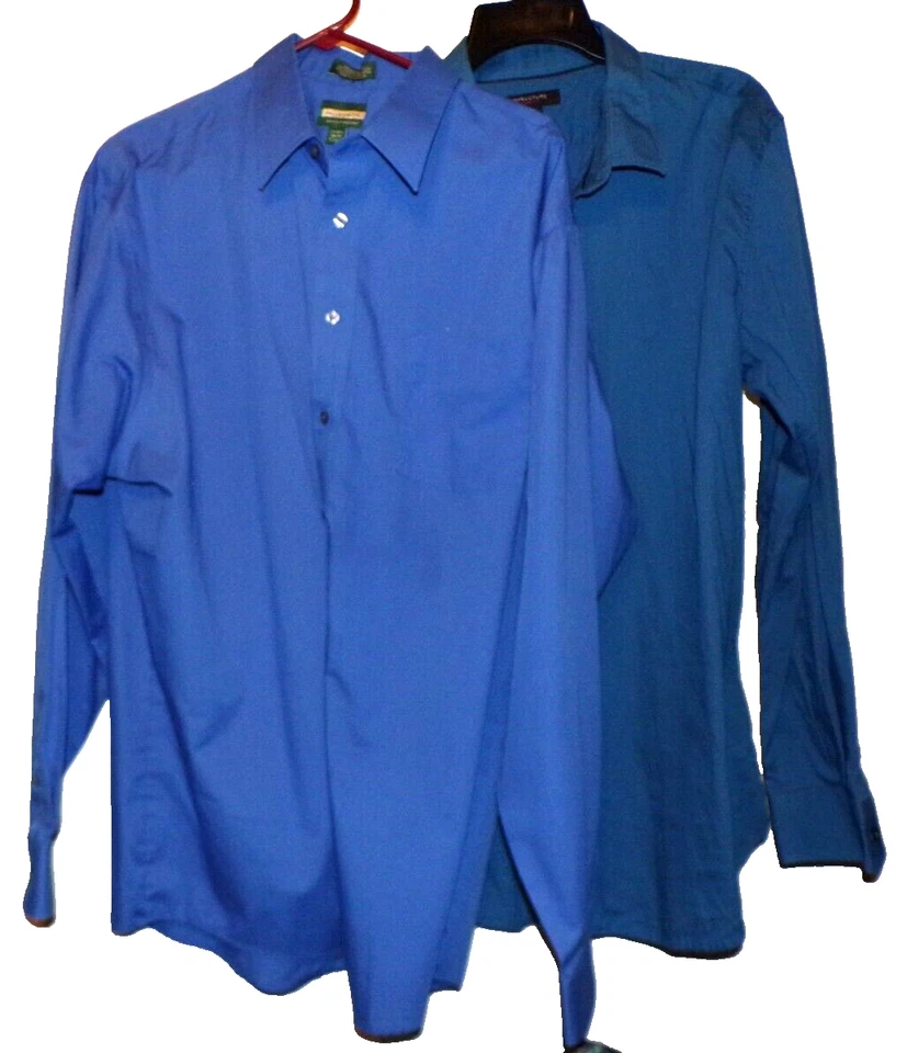 2 Camisas Hombre XL Falls Creek 17.5 36/37 Azul y Estructura Azul Verde azulado 44-46 Slim Foto 1 de 4