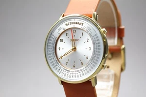 [NEUWERTIG] SEIKO METRONOME PA50-00A0 weißes Zifferblatt Gold 36mm Quarz Herrenuhr JAPAN - Bild 1 von 10