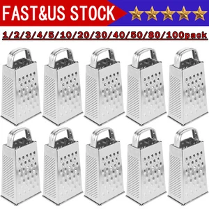 Kitchen Stainless Steel 4-Sided Box Food Grater Vegetable Cheese Slicer Shredder - Picture 1 of 22