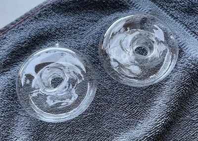 2 Schwimmvasen hauchdünnes Glas, transparent, rund Dm 8 cm H 2,5 cm - Bild 1 von 3