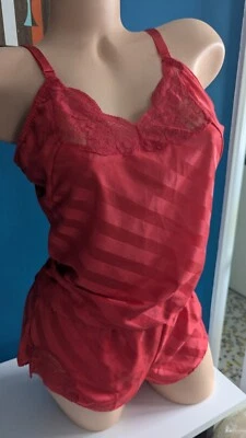 VINTAGE SILKY CAMISOLE LINGERIE CAMI SET by UNDERCOVER WEAR sz M 1980s PJs SLEEP - Image 1 of 4