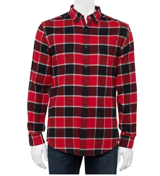 Flannel Red And Black Cabin George Men’s Check Button-Down Shirt Size Small S