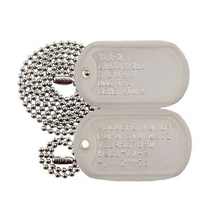 Custom Embossed Military Dog Tags - Stainless Steel  - 42 Silencer Colors! Tag-Z