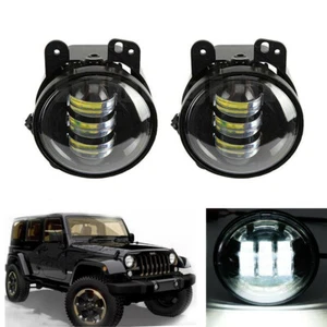 Par de luces antiniebla LED redondas transparentes de 4" pulgadas para Jeep Wrangler JK TJ CJ - Imagen 1 de 8