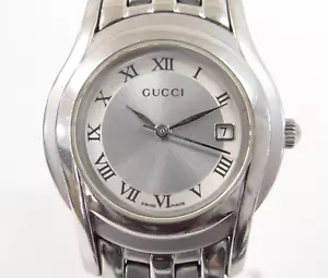 GUCCI Quartz Ladies Watch Silver Dial Date 5500L Battery Replaced 41210620200 2 - Picture 1 of 14