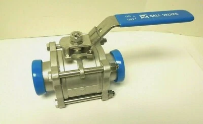 SANITARY BALL VALVE 1-1/2" 1000 WOG FULL PORT TRI CLAMP END 316 STAINLESS WH168 - Image 1 of 4