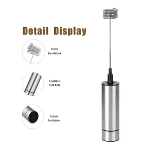 Electric Milk Frother Handheld Coffee Mixer Stainless Steel Egg Beater Kitchen - Picture 1 of 12