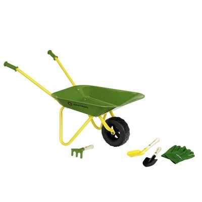 John Deere Metal Wheelbarrow Garden Set Outdoor Toy 48.5x36.5cm Kids Green 5y+ - image 1 of 2