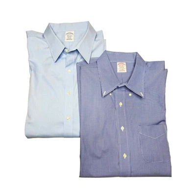 Brooks Brothers 批量 2 件 Regent Fit 浅蓝色牛津麦迪逊 适合男式 18 35 — 第 1/4 张图片