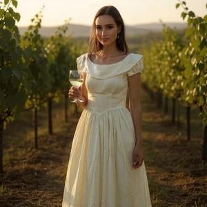 Vintage 1950s Ivory Tea-Length Dress Puff Sleeves Full Skirt Retro Bridal Formal - Picture 1 of 3